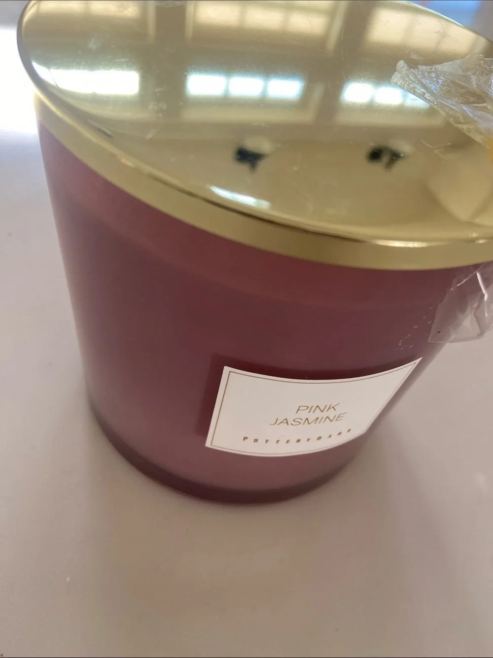 Pottery Barn Pink Jasmine Three-Wick Candle - Pink and Gold